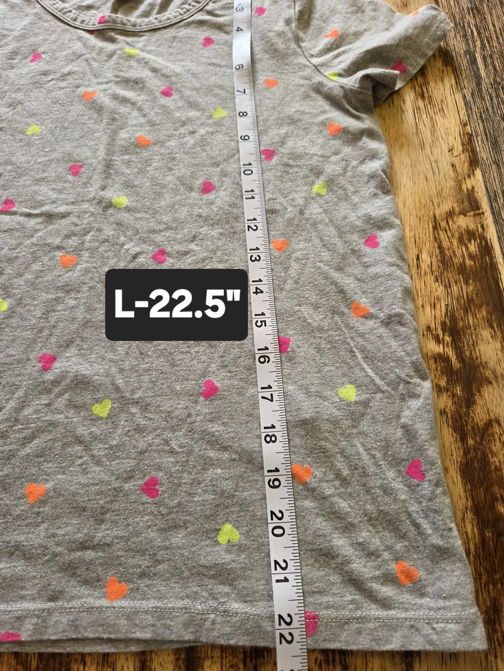 J. Crew Heather Gray Tee with Neon Heart Print